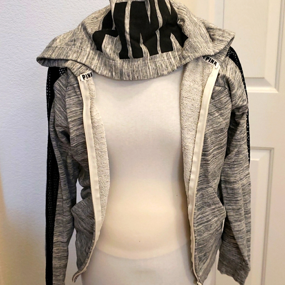 Gray PINK Victoria's Secret zip up